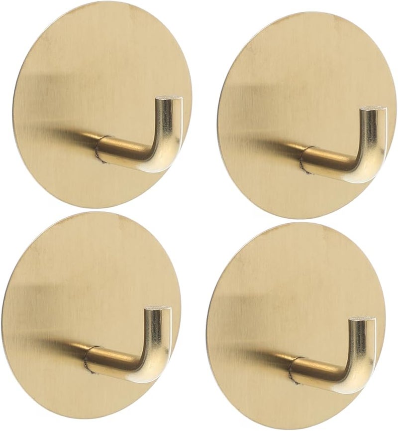 304 Stainless Steel Self Adhesive Towel Hooks 4 Pack No Drill Installation For Bathroom Kitchen - Image 1